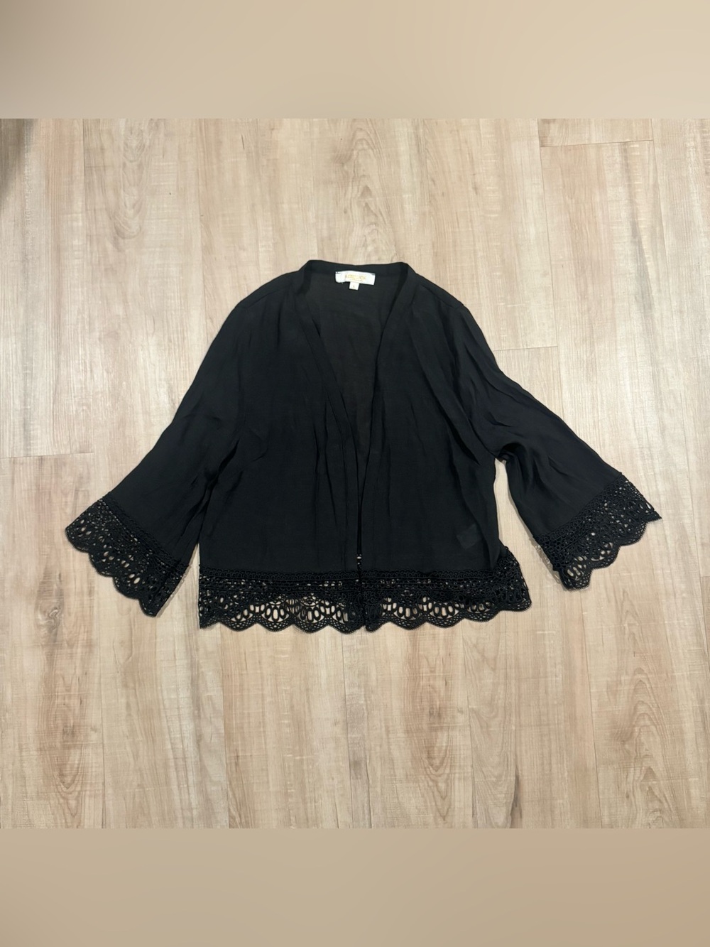 Rebellion Black Open Crochet-Trim Tunic